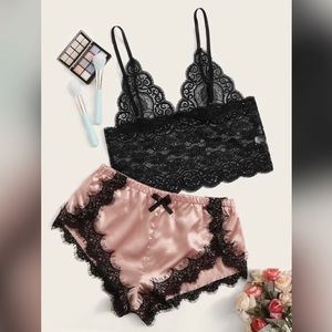 🌙NEW🌙 Lace Bralette/Satin Shorts Loungewear Set